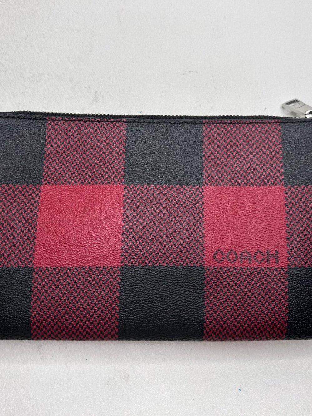 COACH Red & Black Buffalo Plaid Double Zip Wristlet New Without Tags - Picture 10 of 10
